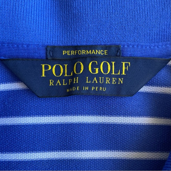 Ralph Lauren Polo Golf Performance Shirt X LARGE Blue White Stripe - Picture 2 of 7